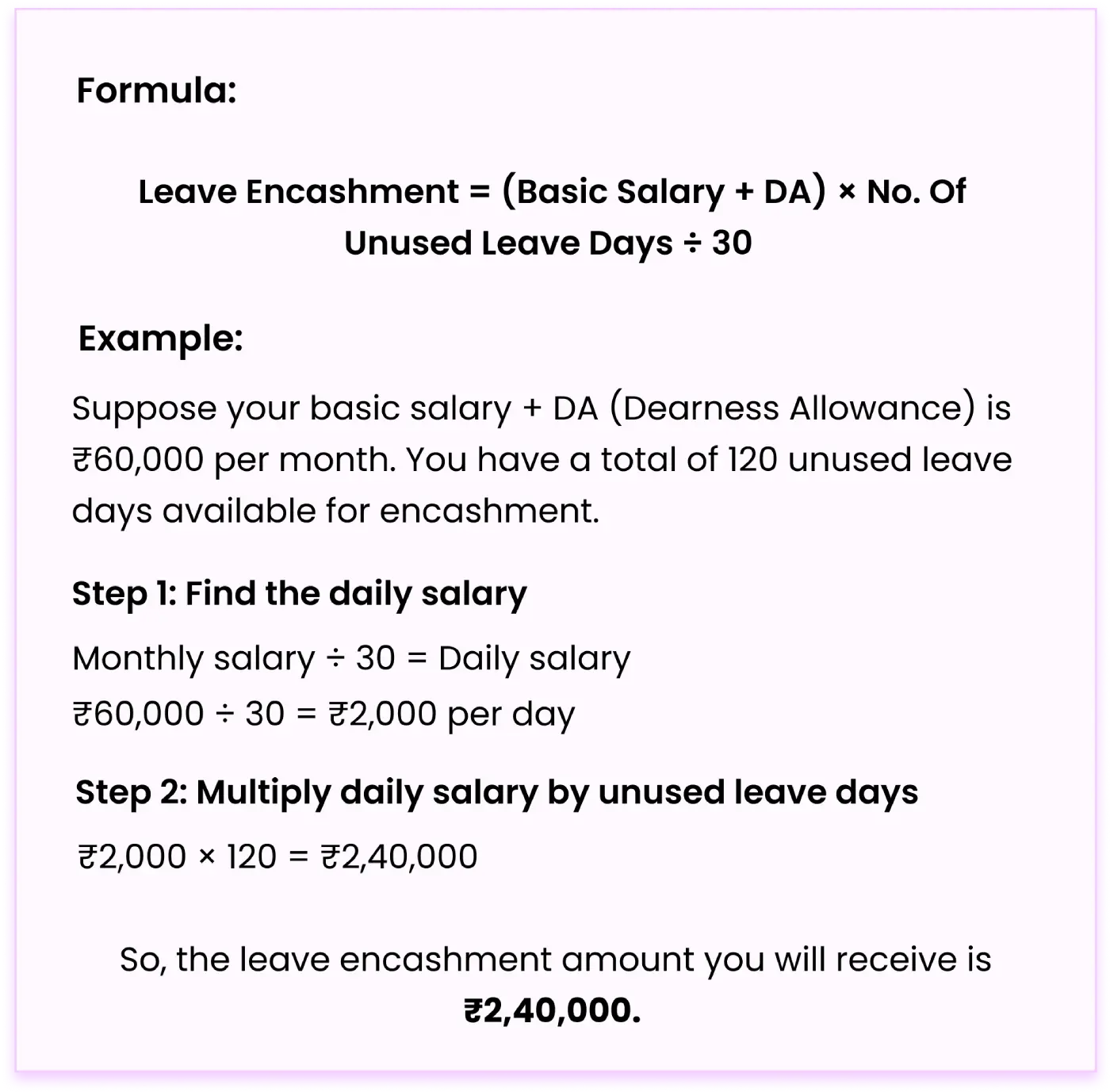 how to calculate leave encashment