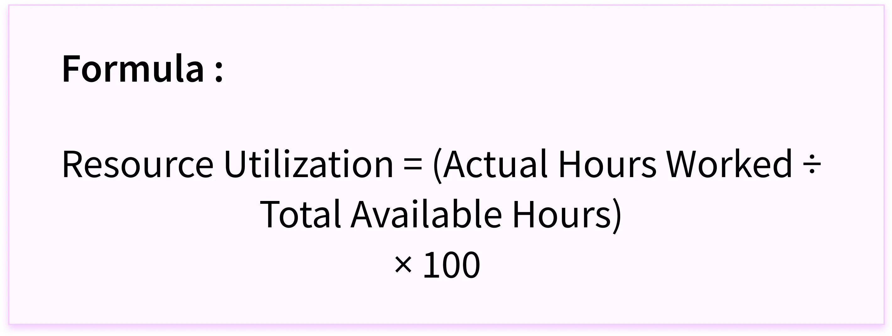 formula for resource utilisation 