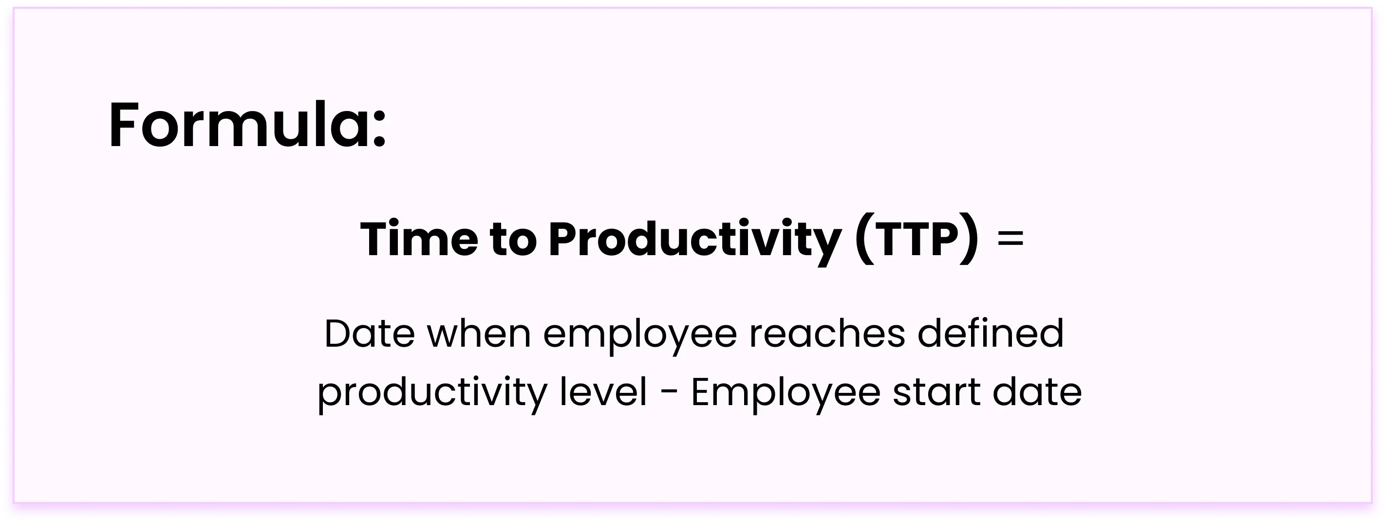 formula for time to productivity